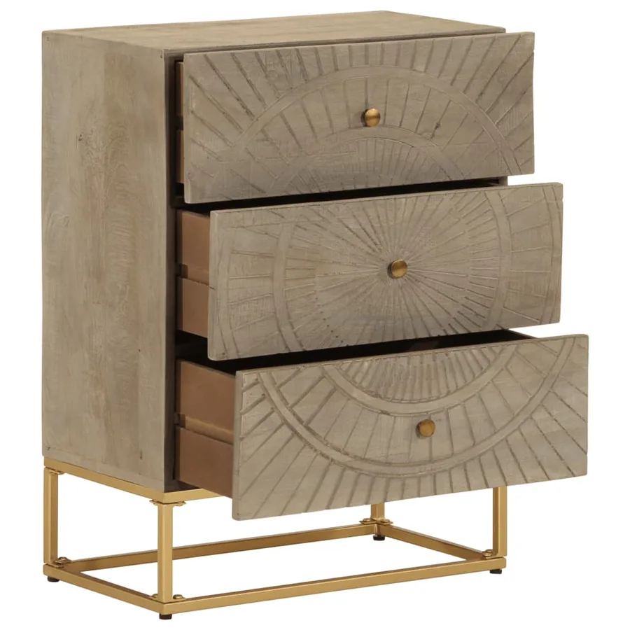 Commode 55x30x76 cm bois massif de manguier et fer - 2