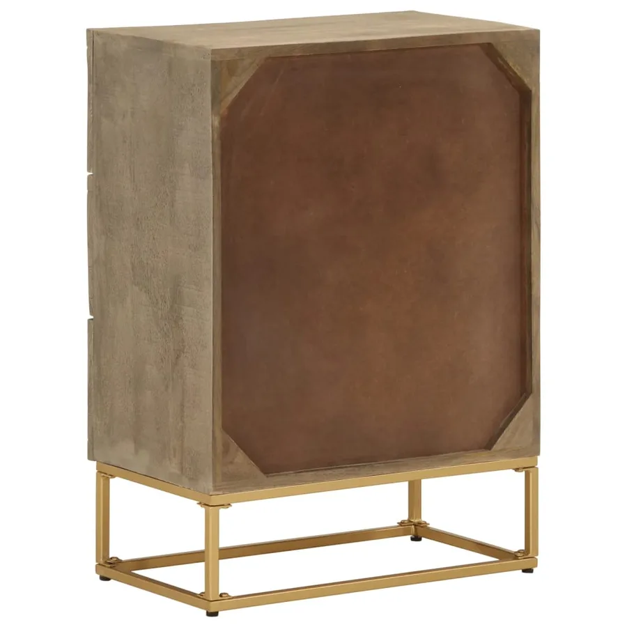 Commode 55x30x76 cm bois massif de manguier et fer - 5