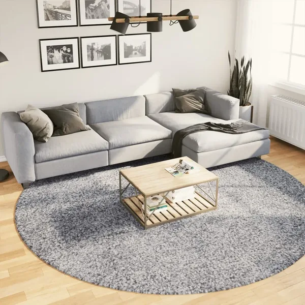 Tapis shaggy PAMPLONA poils longs moderne bleu Ø 280 cm