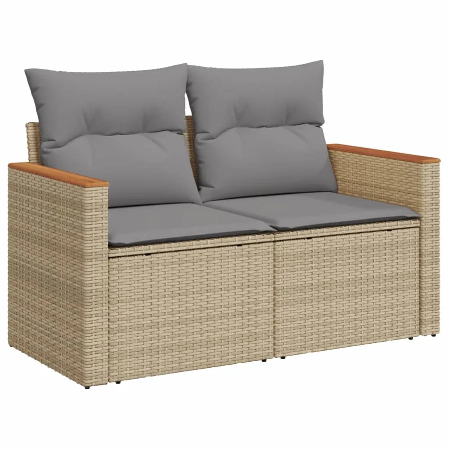 Salon de jardin avec coussins 9pcs mélange beige résine tressée - 5