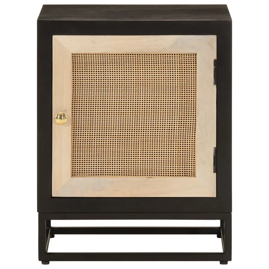 Table de chevet noir 40x30x50 cm bois massif manguier et fer - 3