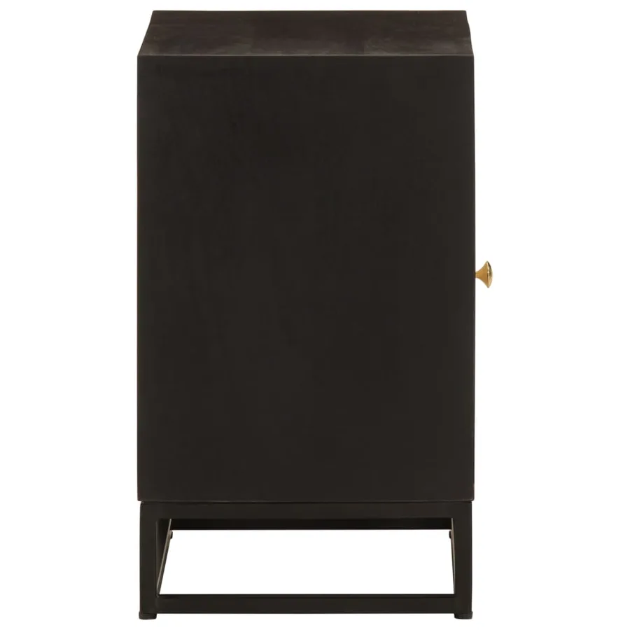 Table de chevet noir 40x30x50 cm bois massif manguier et fer - 4
