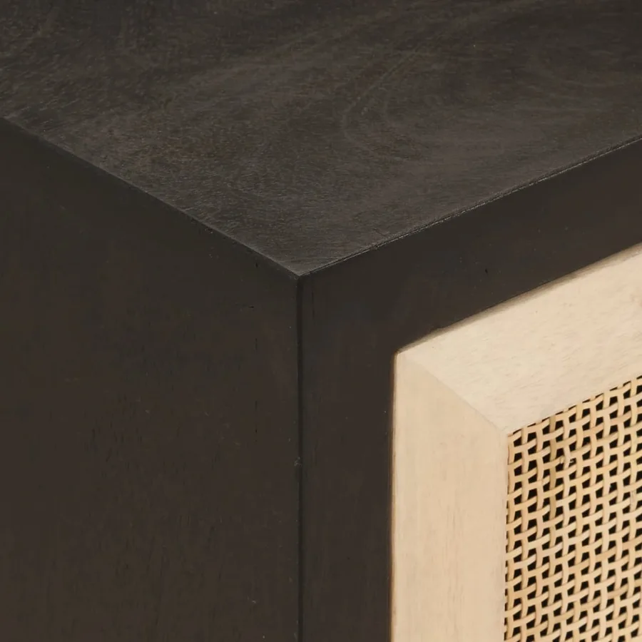 Table de chevet noir 40x30x50 cm bois massif manguier et fer - 6