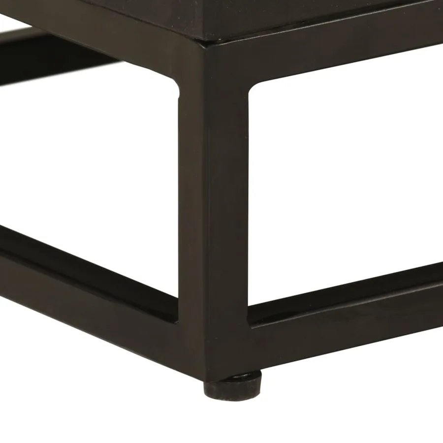 Table de chevet noir 40x30x50 cm bois massif manguier et fer - 8