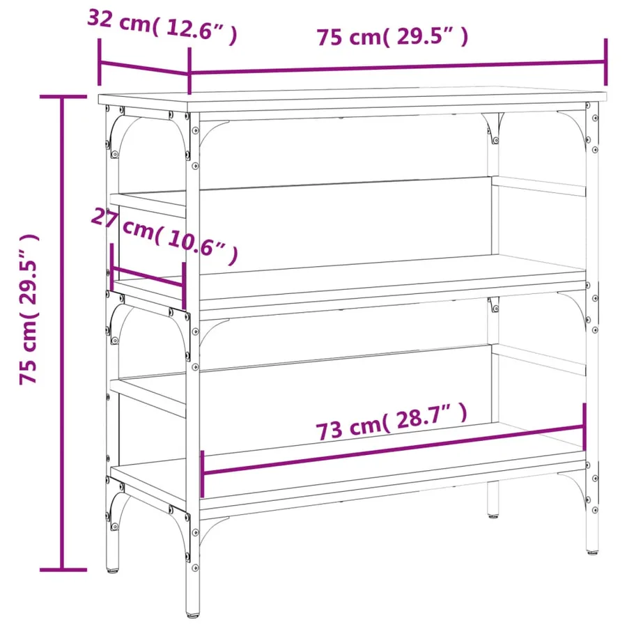 Table console chêne fumé 75x32x75 cm bois d'ingénierie - 10
