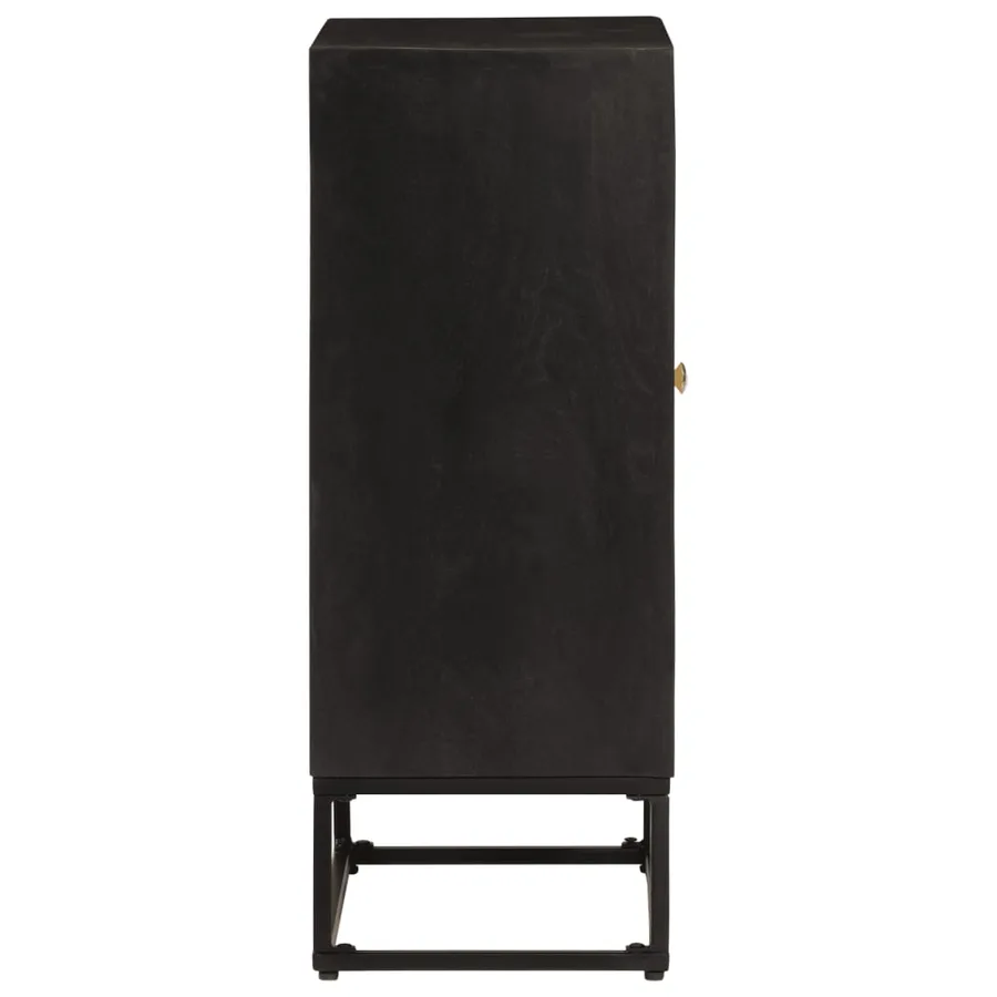 Buffet noir 55x30x76 cm bois massif de manguier et fer - 4