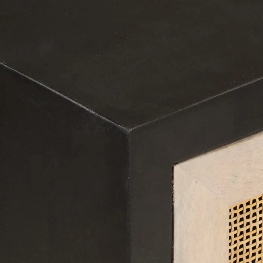 Buffet noir 55x30x76 cm bois massif de manguier et fer - 6