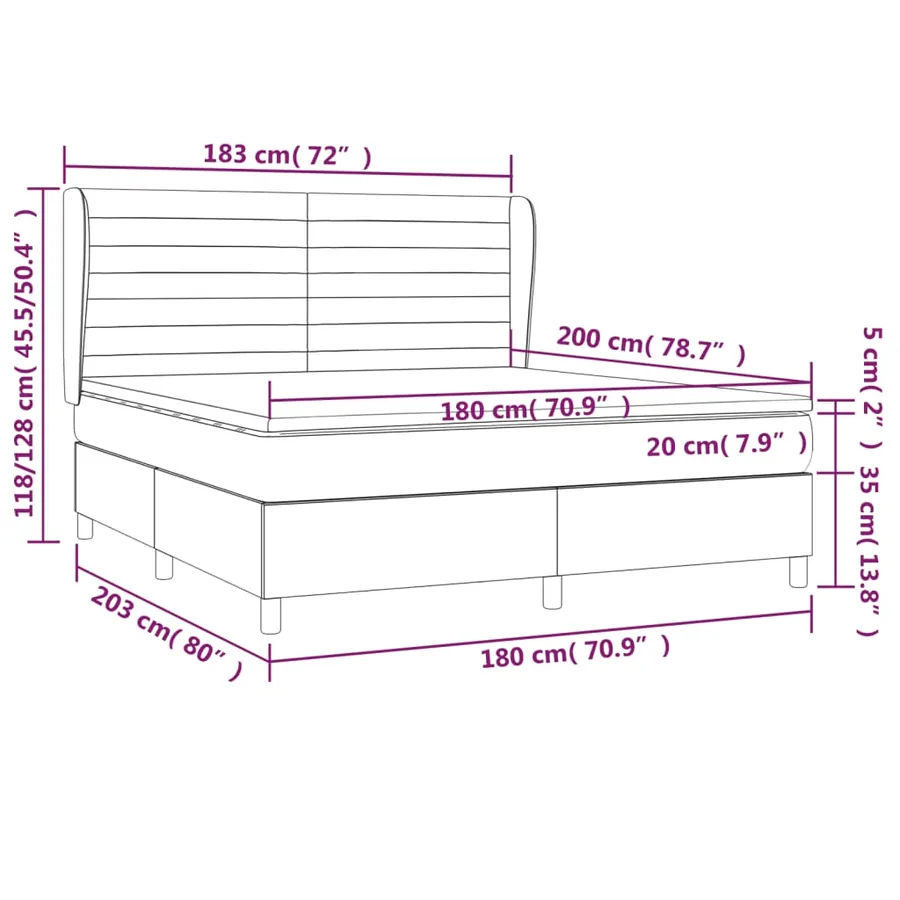 Sommier à lattes de lit avec matelas Taupe 180x200 cm Tissu - 7