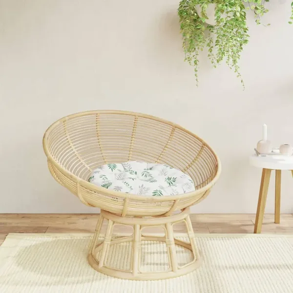 Coussin rond à motif de feuilles Ø 60 x11 cm tissu oxford