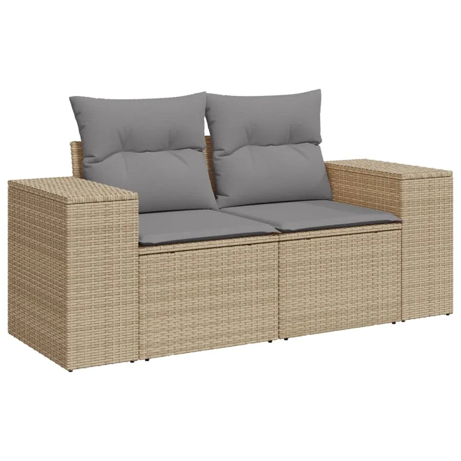 Salon de jardin avec coussins 6 pcs beige résine tressée - 4