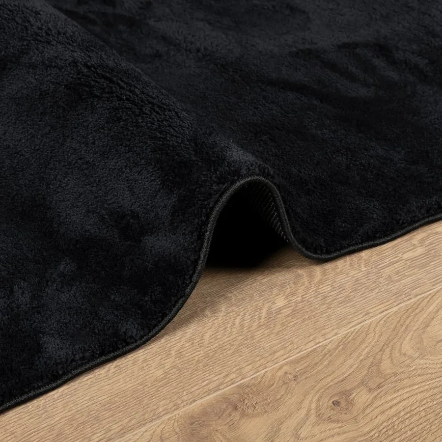Tapis OVIEDO à poils courts noir 120x120 cm - 6