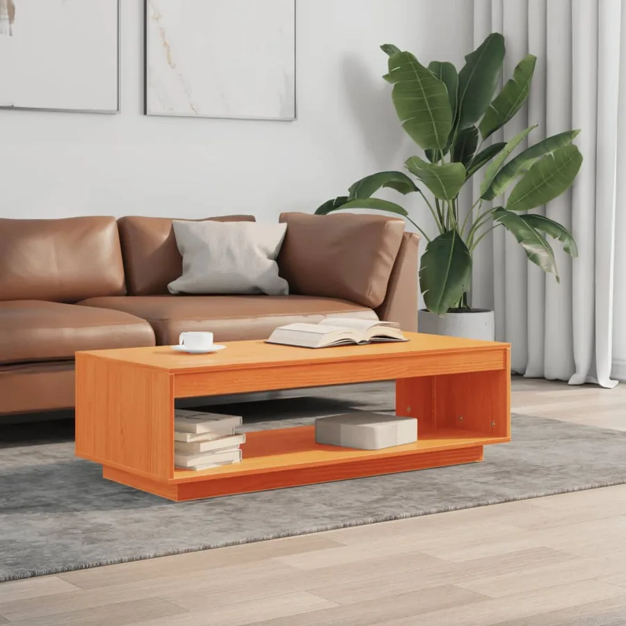 Table basse cire marron 110x50x33,5 cm bois massif de pin - 3