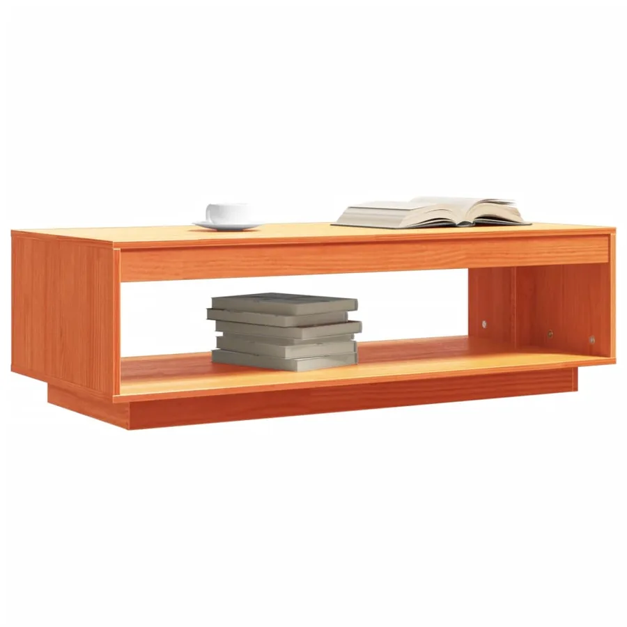 Table basse cire marron 110x50x33,5 cm bois massif de pin - 4
