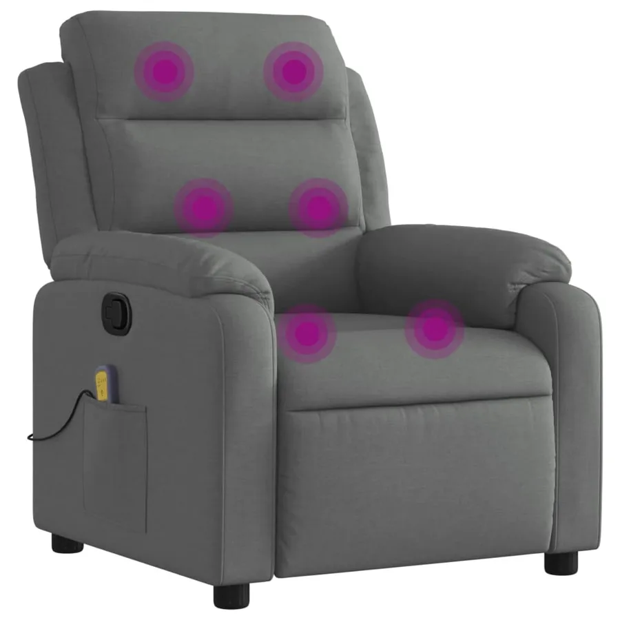 Fauteuil de massage inclinable gris foncé tissu - 2