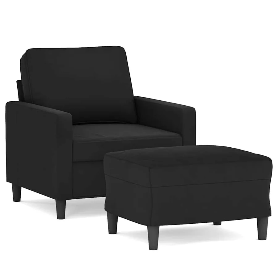 Fauteuil avec repose-pied Noir 60 cm Velours - 2