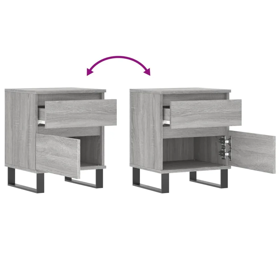 Table de chevet sonoma gris 40x35x50 cm bois d’ingénierie - 8