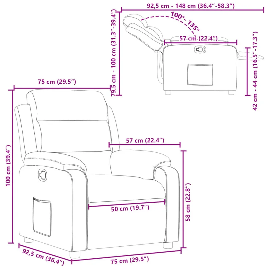 Fauteuil inclinable Noir Similicuir - 11
