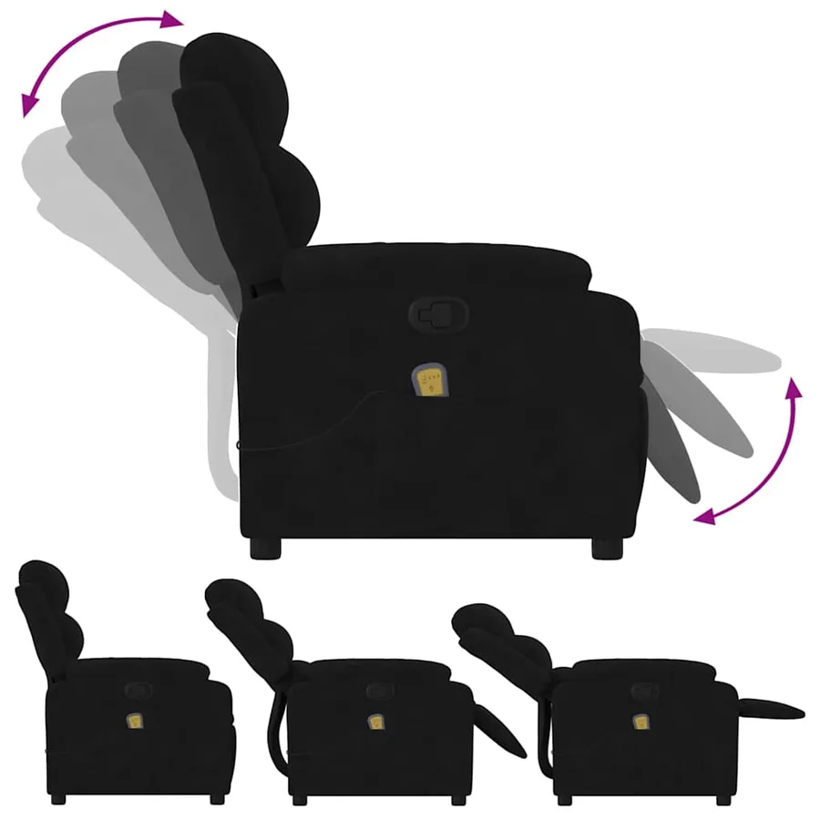 Fauteuil de massage inclinable noir velours - 6