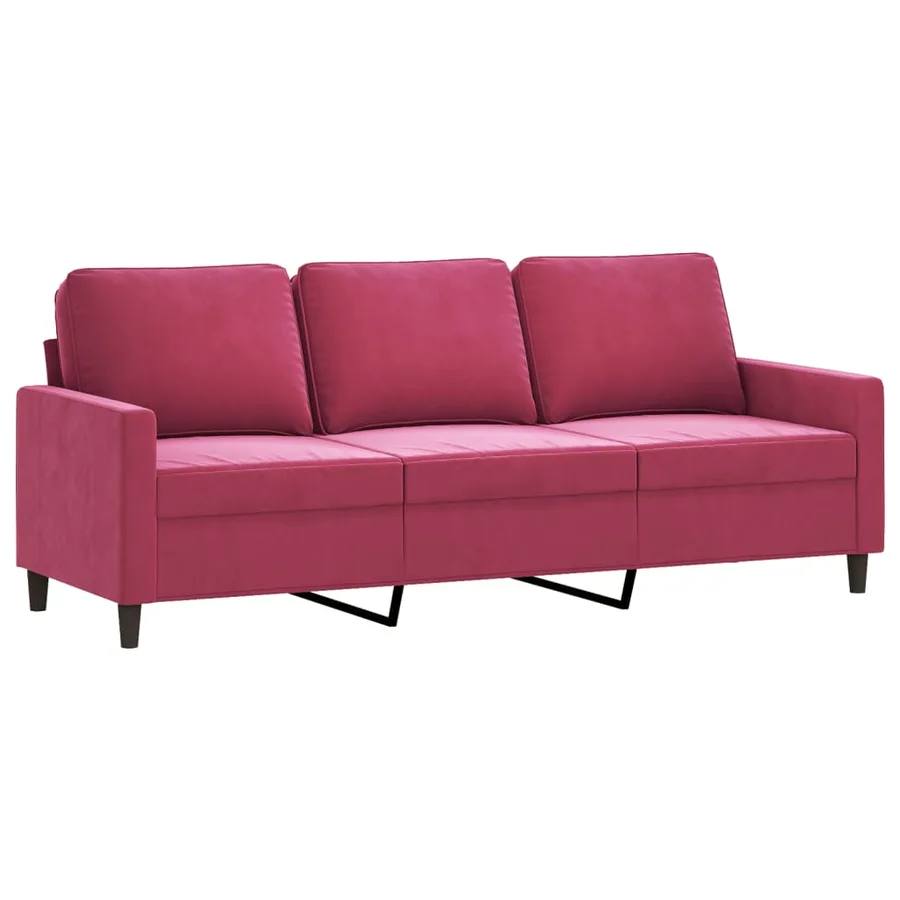 Ensemble de canapés 2 pcs avec coussins Rouge bordeaux Velours - 4