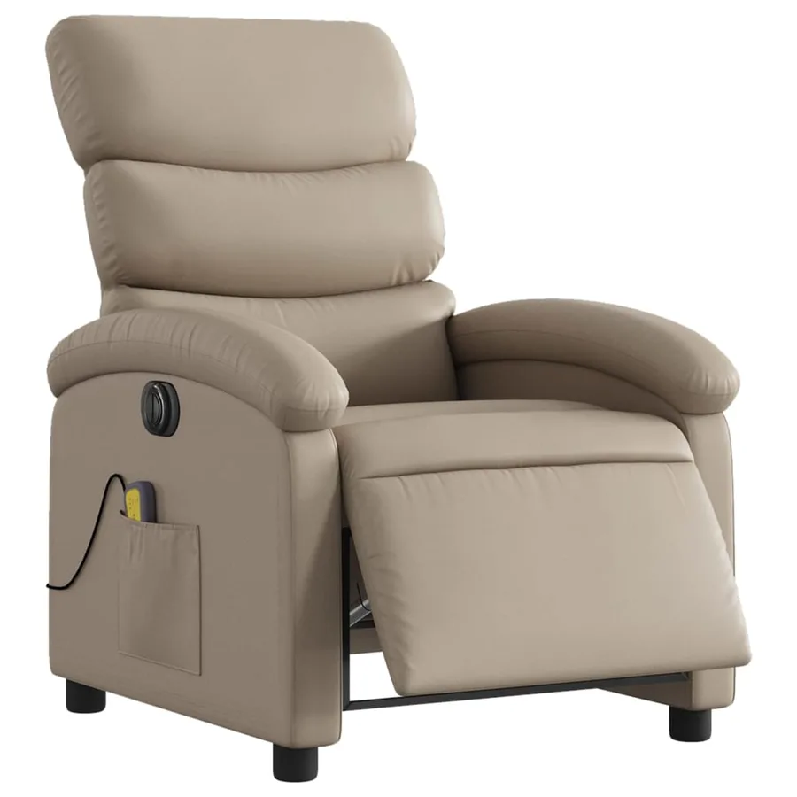 Fauteuil de massage inclinable électrique cappuccino similicuir - 3