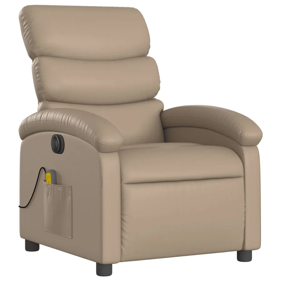 Fauteuil de massage inclinable électrique cappuccino similicuir - 4