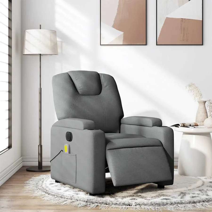 Fauteuil inclinable de massage électrique gris foncé tissu - 16