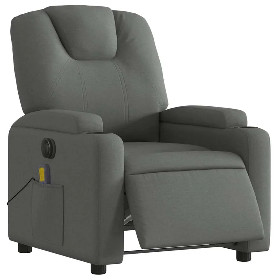 Fauteuil inclinable de massage électrique gris foncé tissu - 3