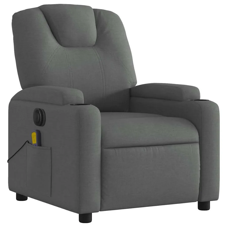 Fauteuil inclinable de massage électrique gris foncé tissu - 4