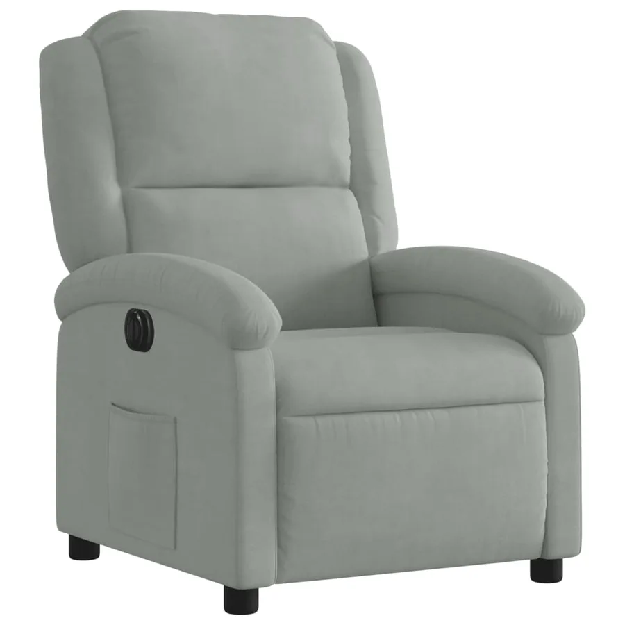 Fauteuil inclinable électrique gris clair velours - 4