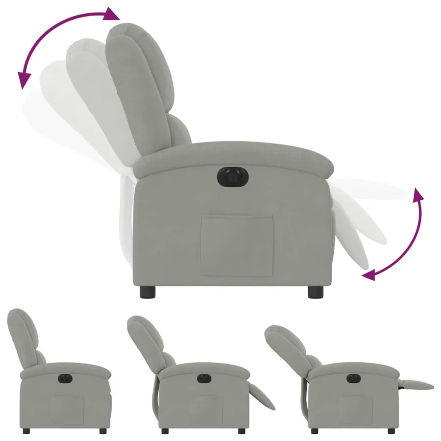 Fauteuil inclinable électrique gris clair velours - 7