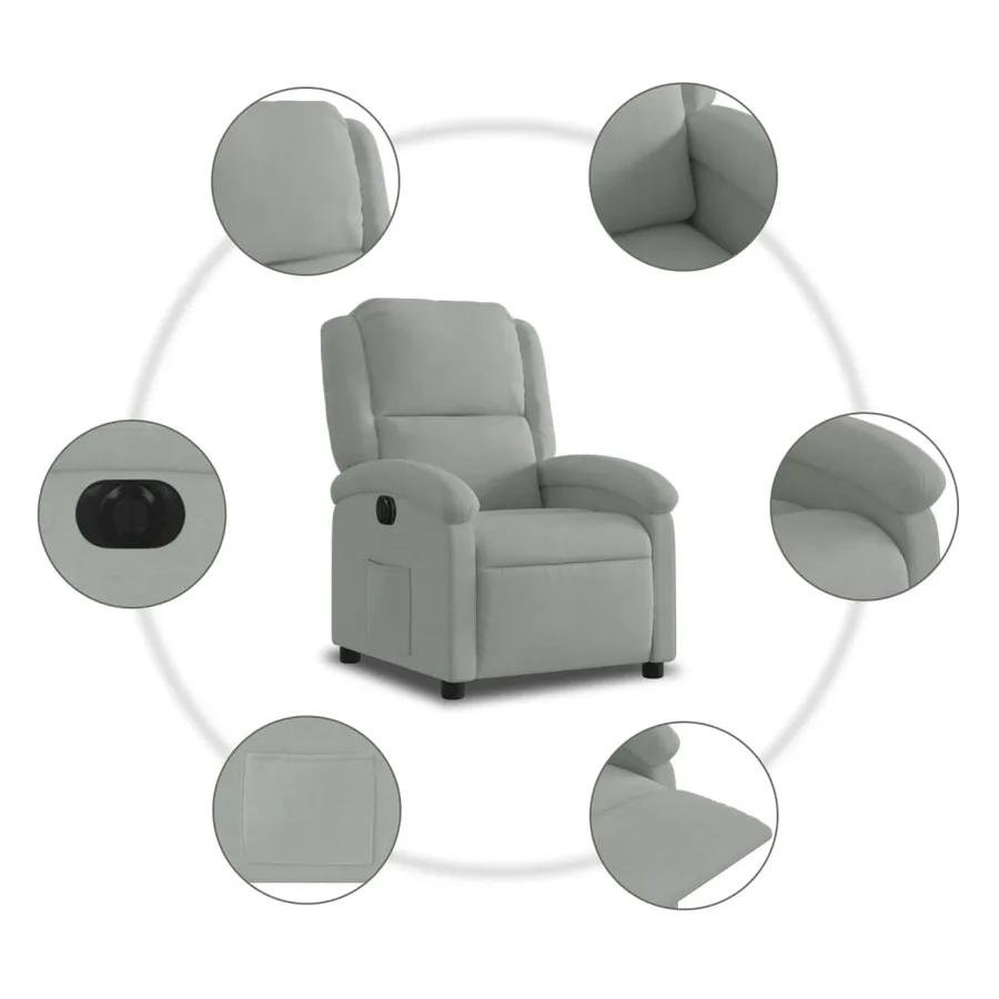 Fauteuil inclinable électrique gris clair velours - 8