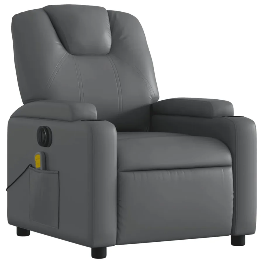 Fauteuil de massage inclinable électrique gris similicuir - 4