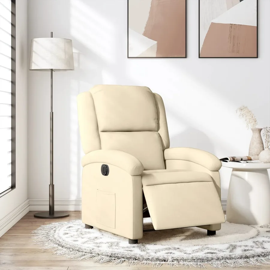 Fauteuil inclinable électrique Crème Tissu - 16