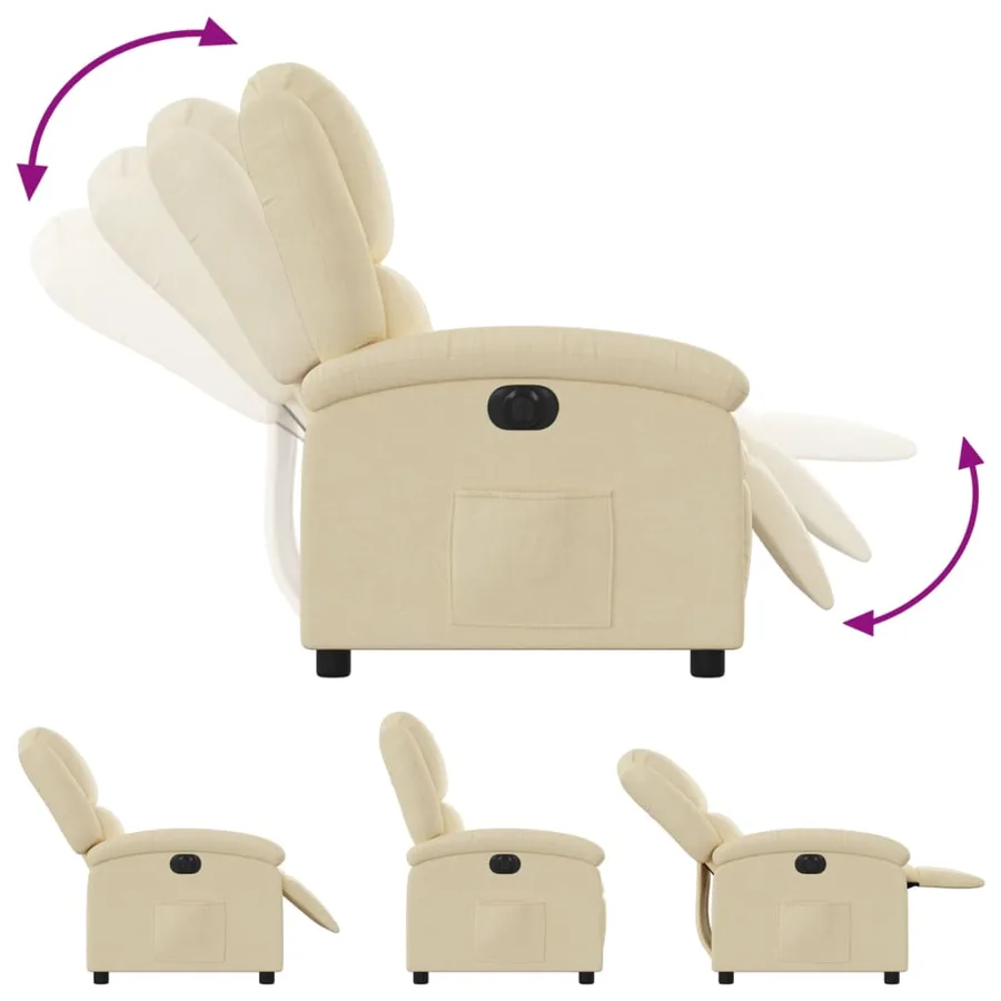 Fauteuil inclinable électrique Crème Tissu - 7