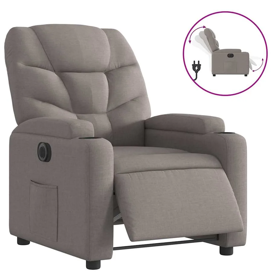 Fauteuil inclinable électrique Taupe Tissu - 2