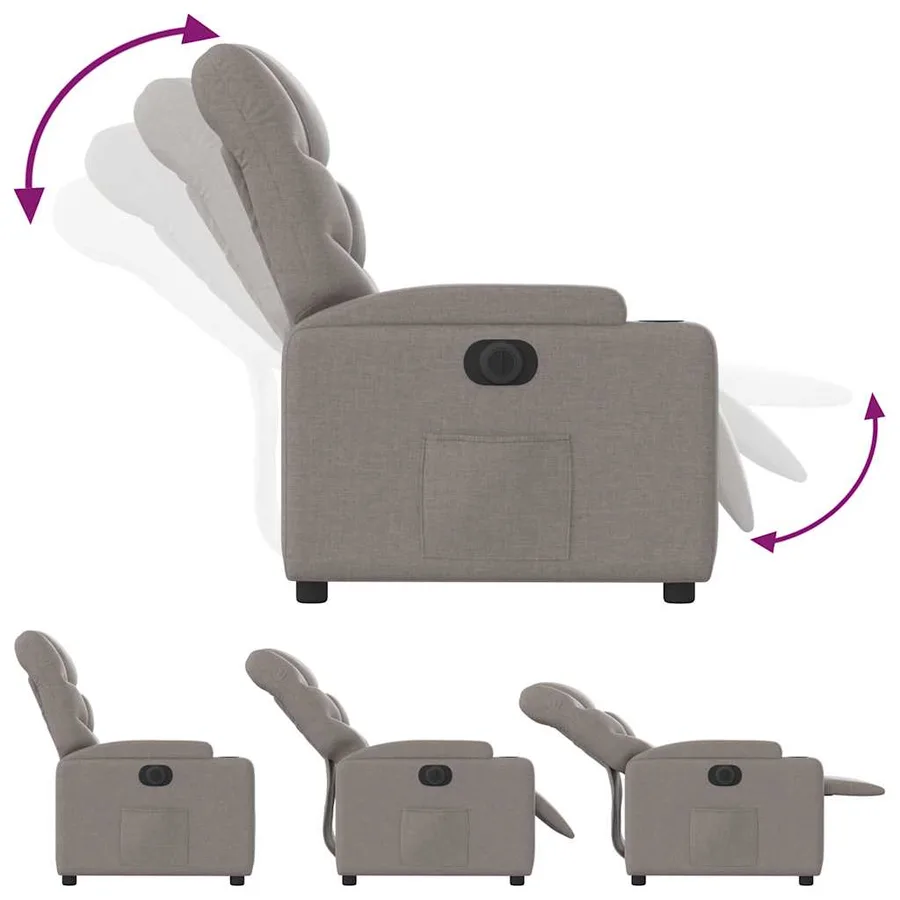 Fauteuil inclinable électrique Taupe Tissu - 7