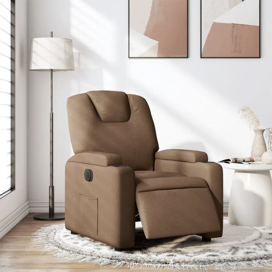 Fauteuil inclinable électrique Marron Tissu - 15