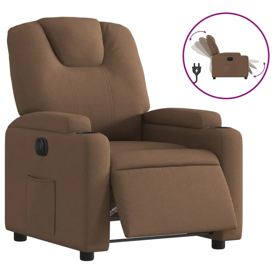 Fauteuil inclinable électrique Marron Tissu - 2