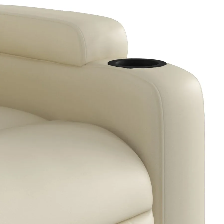 Fauteuil de massage inclinable électrique crème similicuir - 11