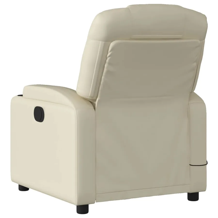 Fauteuil de massage inclinable électrique crème similicuir - 5