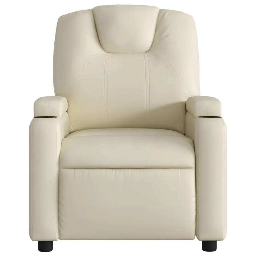 Fauteuil de massage inclinable électrique crème similicuir - 9