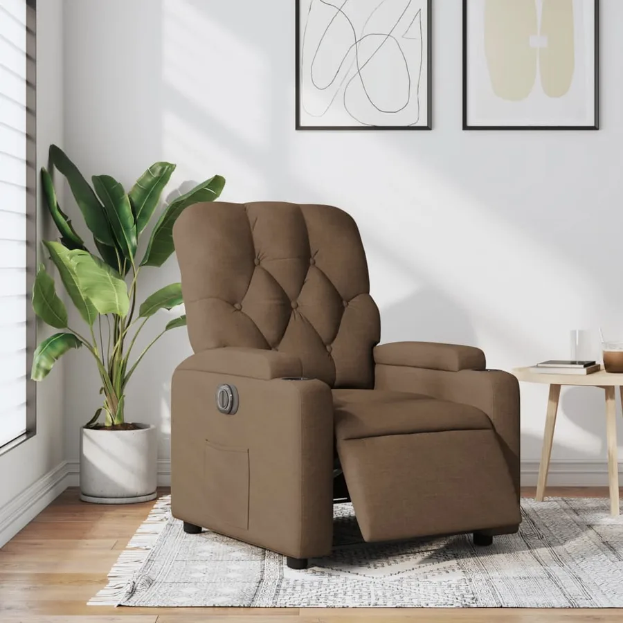 Fauteuil inclinable électrique Marron Tissu - 15