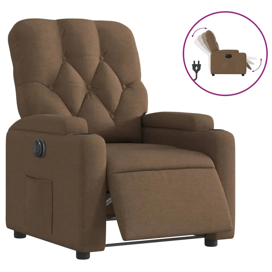 Fauteuil inclinable électrique Marron Tissu - 2