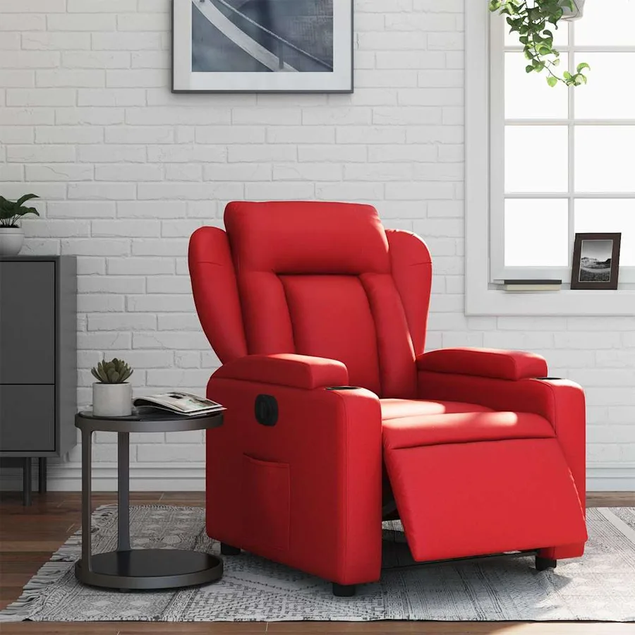 Fauteuil inclinable électrique Rouge Similicuir - 16