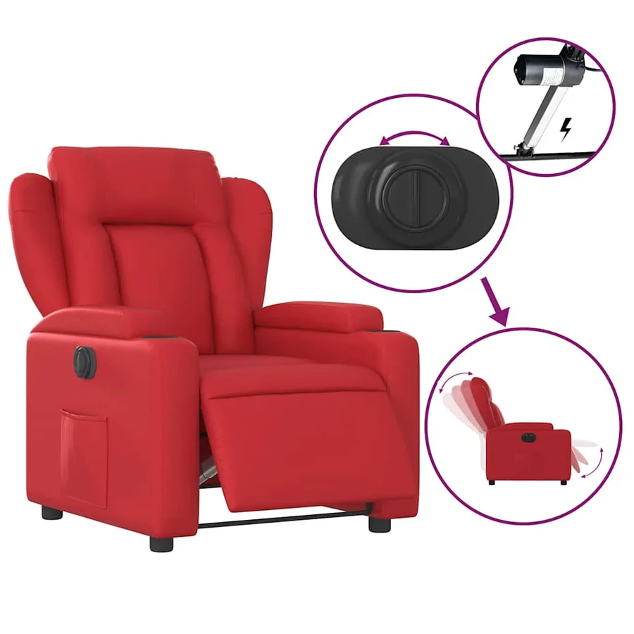 Fauteuil inclinable électrique Rouge Similicuir - 6