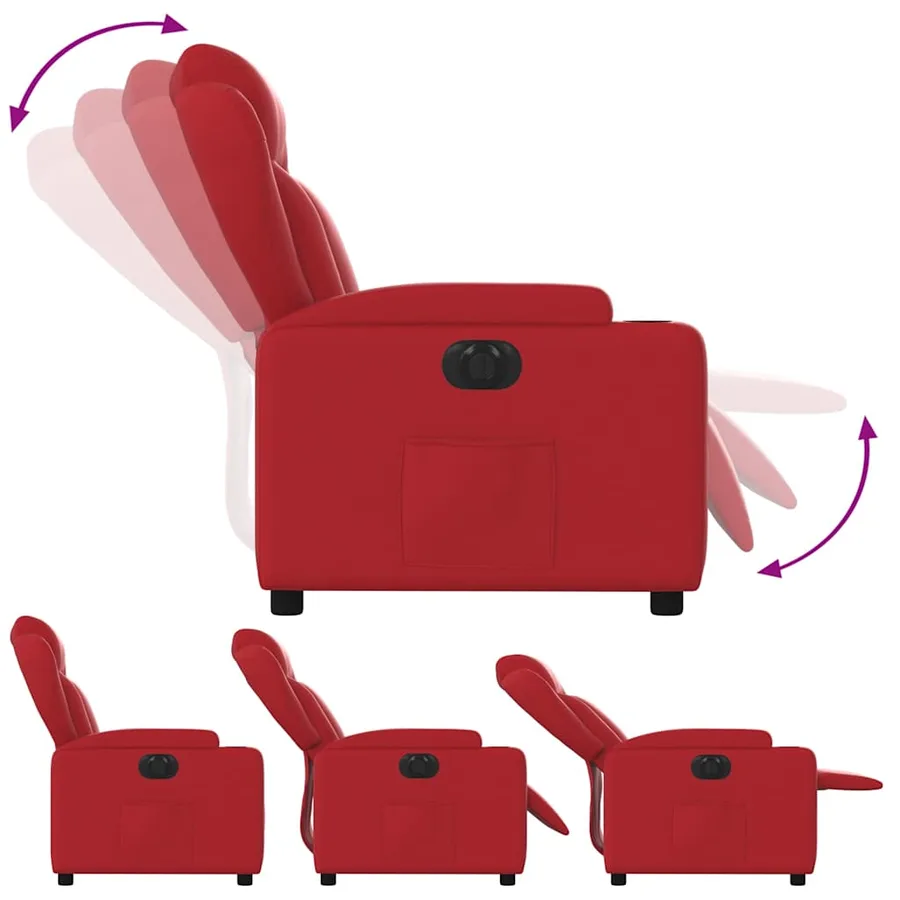 Fauteuil inclinable électrique Rouge Similicuir - 7