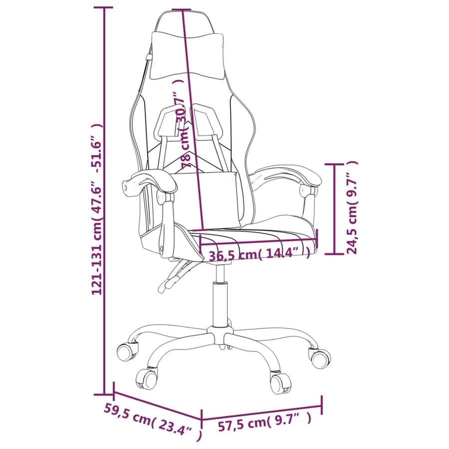 Chaise de jeu Noir et blanc Similicuir - 14