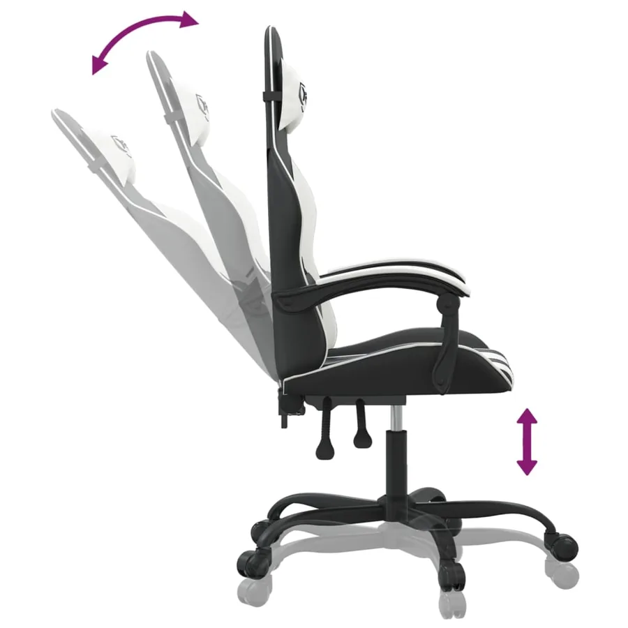 Chaise de jeu Noir et blanc Similicuir - 6