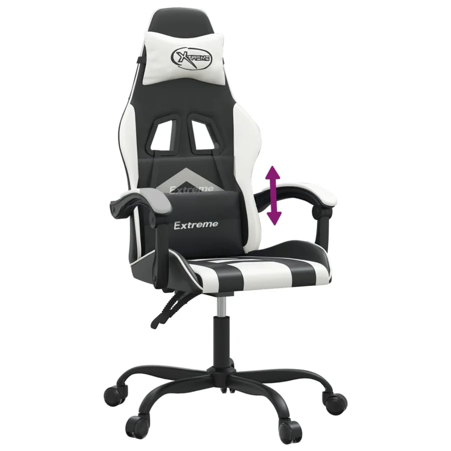 Chaise de jeu Noir et blanc Similicuir - 7