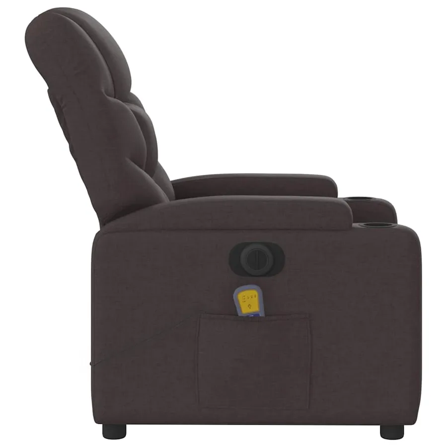 Fauteuil de massage inclinable électrique Marron foncé Tissu - 10